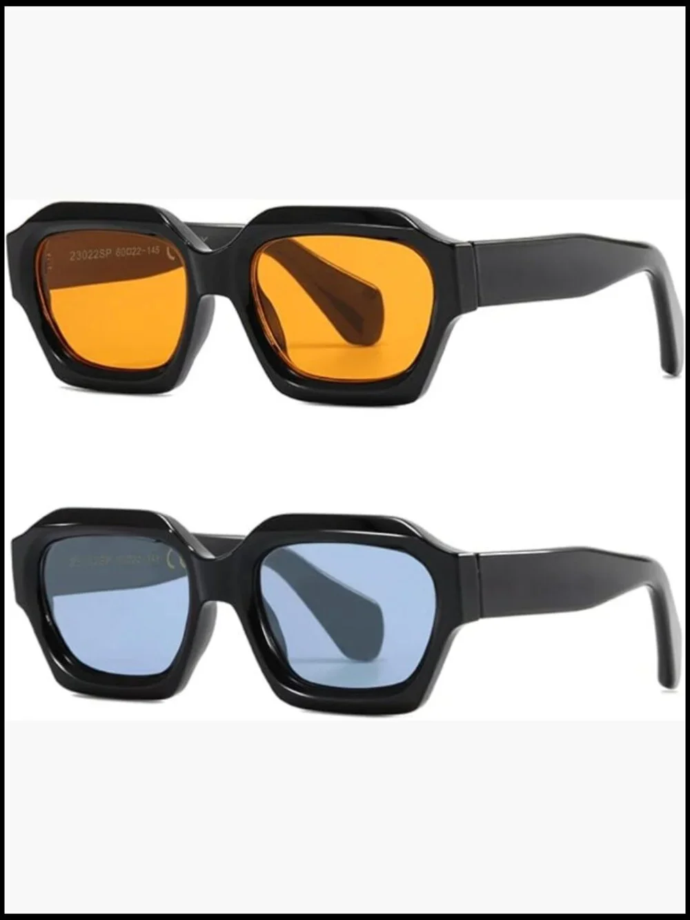 Polarized Retro Hexagon Sunglasses Oversized Square Chunky 90s Style